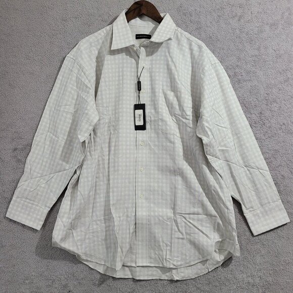 NWT Hart Schaffner Marx Mens Dress Shirt 17 Checkered Long Sleeve JPT - Picture 1 of 8